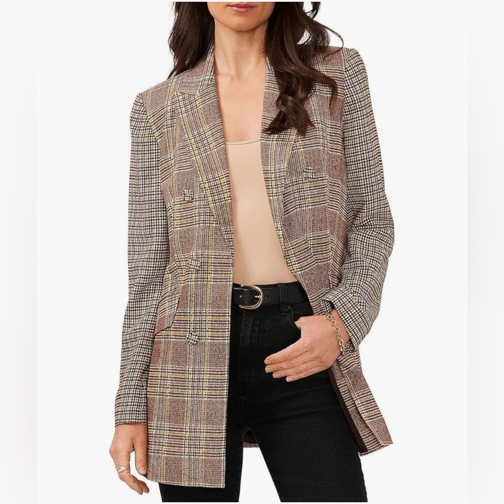 Vince Camuto Womens Plaid Office Double-Breasted Blazer NWT size 14